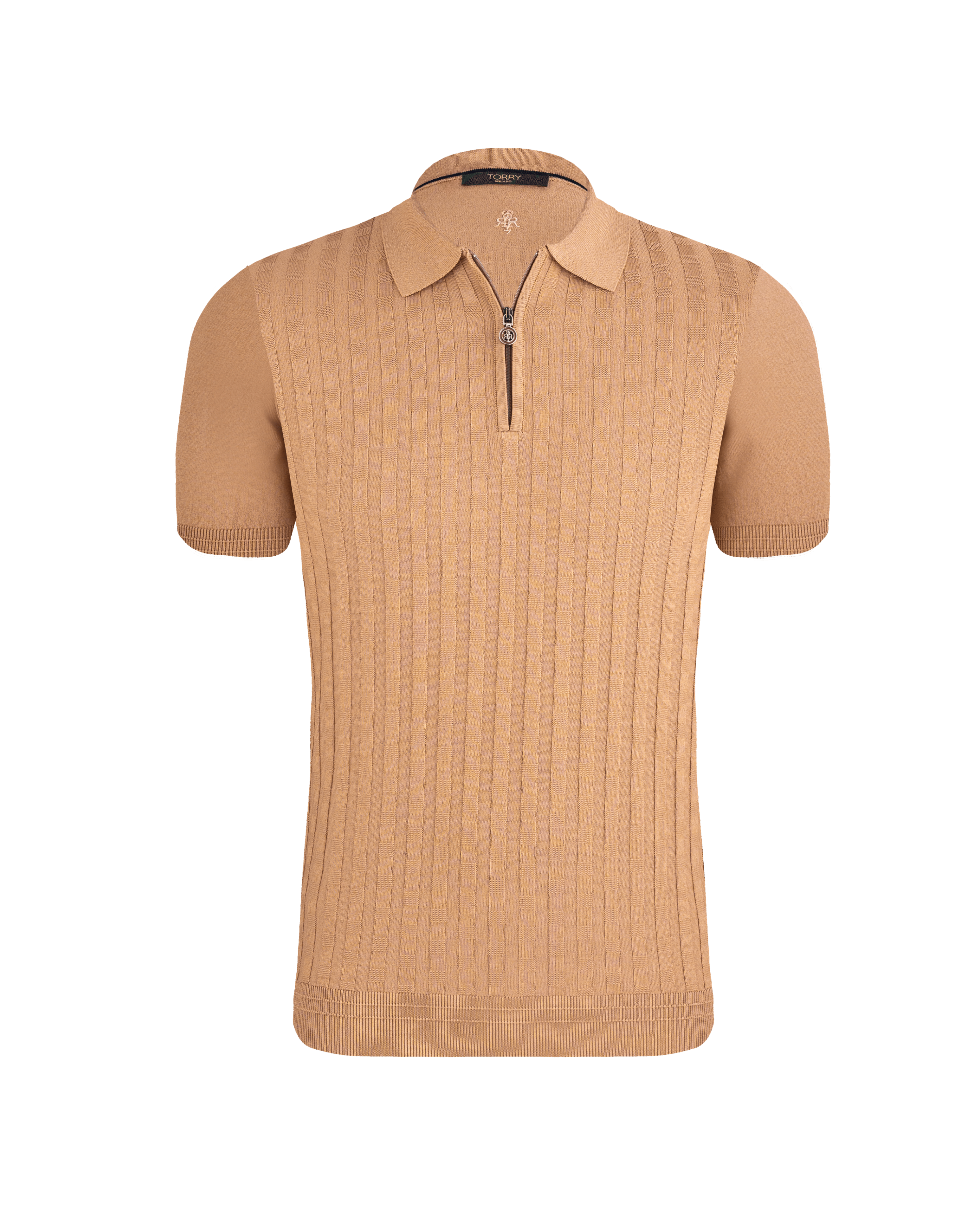 Tobacco Luxury Squares Polo T-Shirt