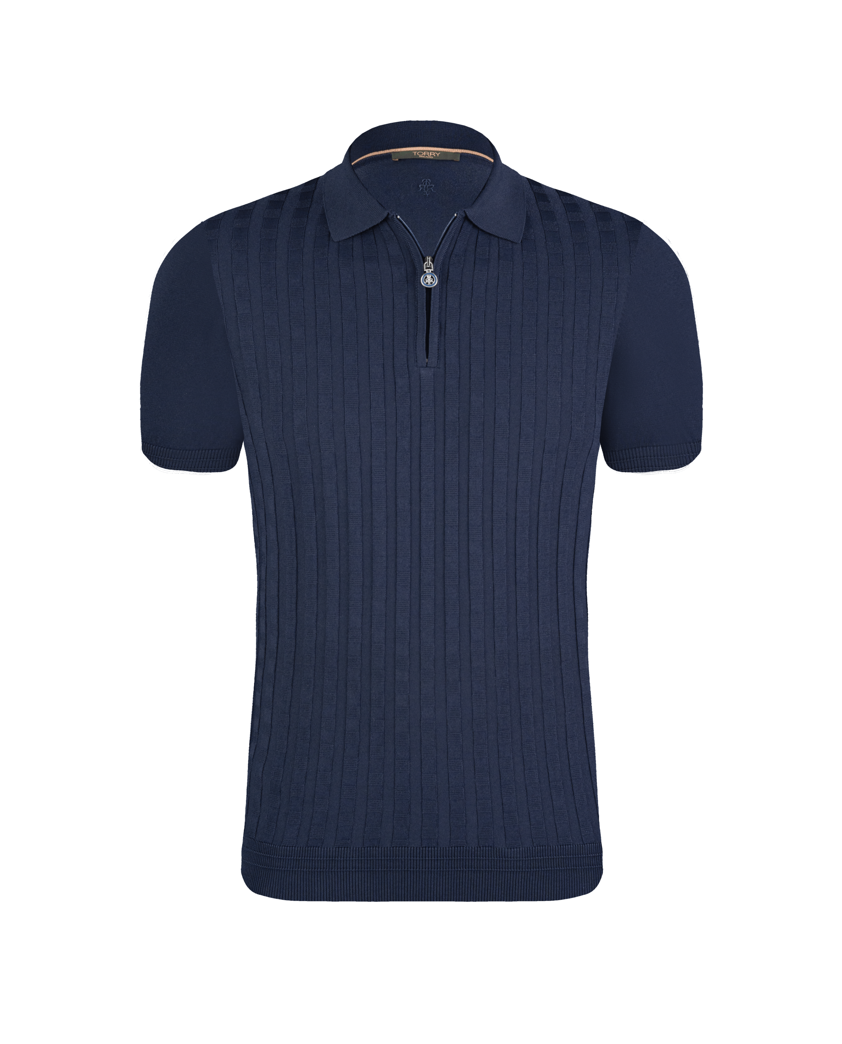 Navy Blue Luxury Squares Polo T-Shirt