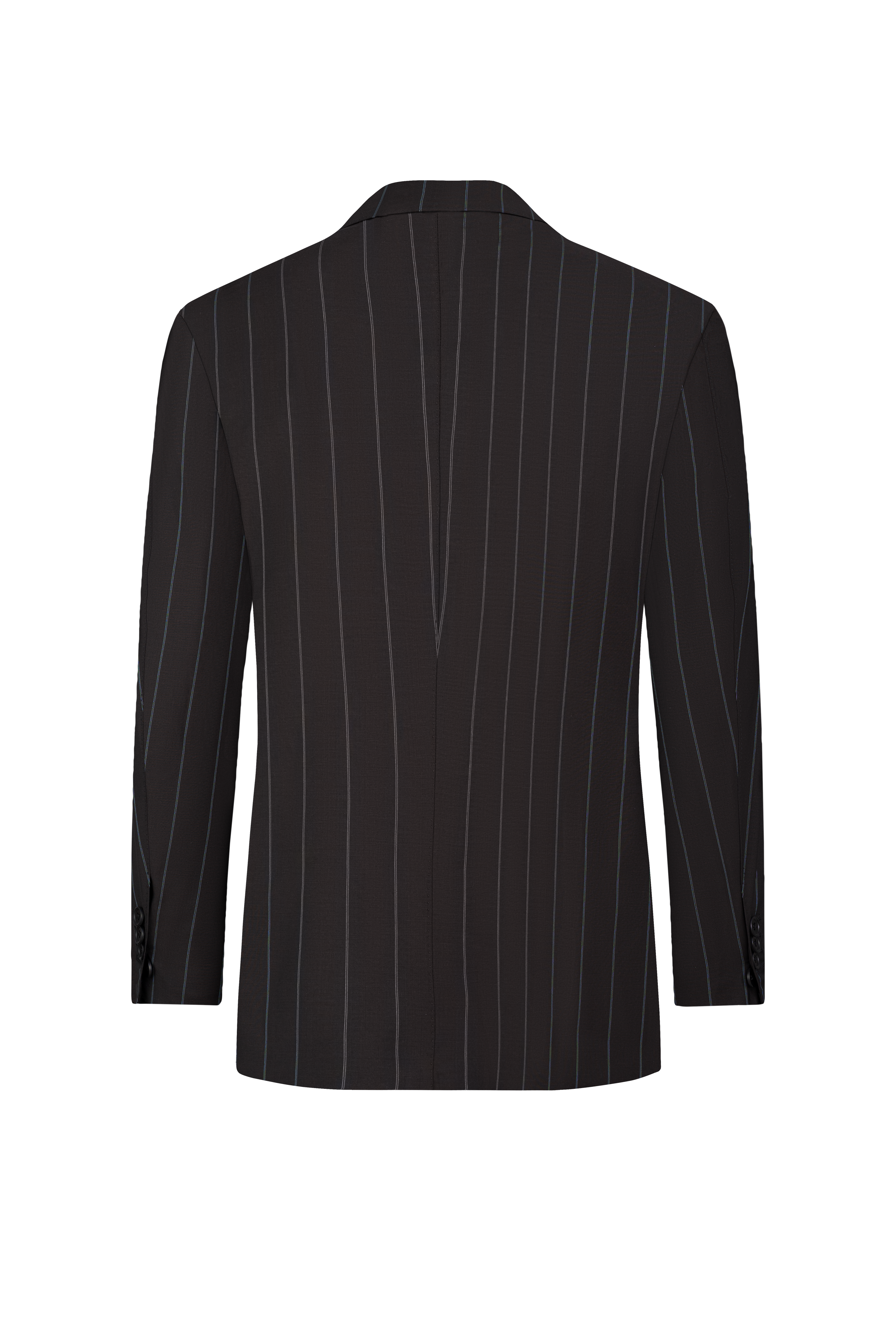 Black Striped Double Breasted Wool Suit