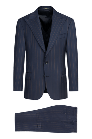 Image of Navy Blue Striped Wool Suit