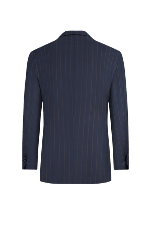 Image of Navy Blue Striped Wool Suit