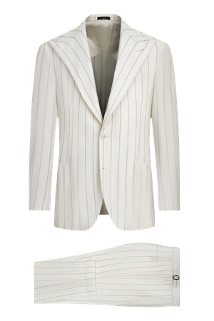 Image of White Striped Premium Wool Suit