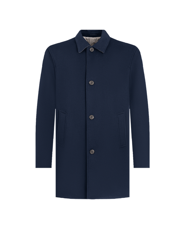 Double-Face Luxury Coat - Navy Blue & Beige