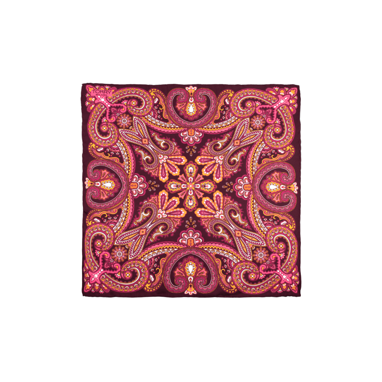 Burgundy Silk Paisley Pocket Square