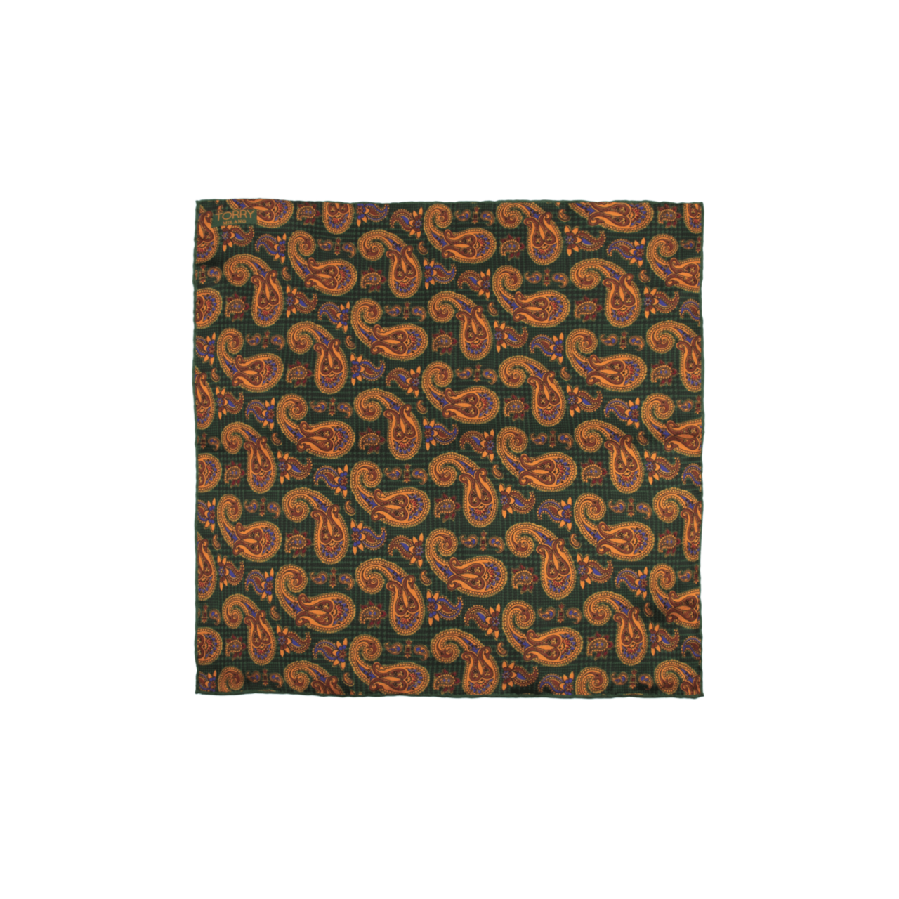 Dark Green Silk Paisley Pocket Square