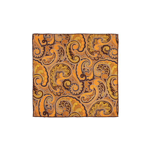 Amber Silk Paisley Pocket Square