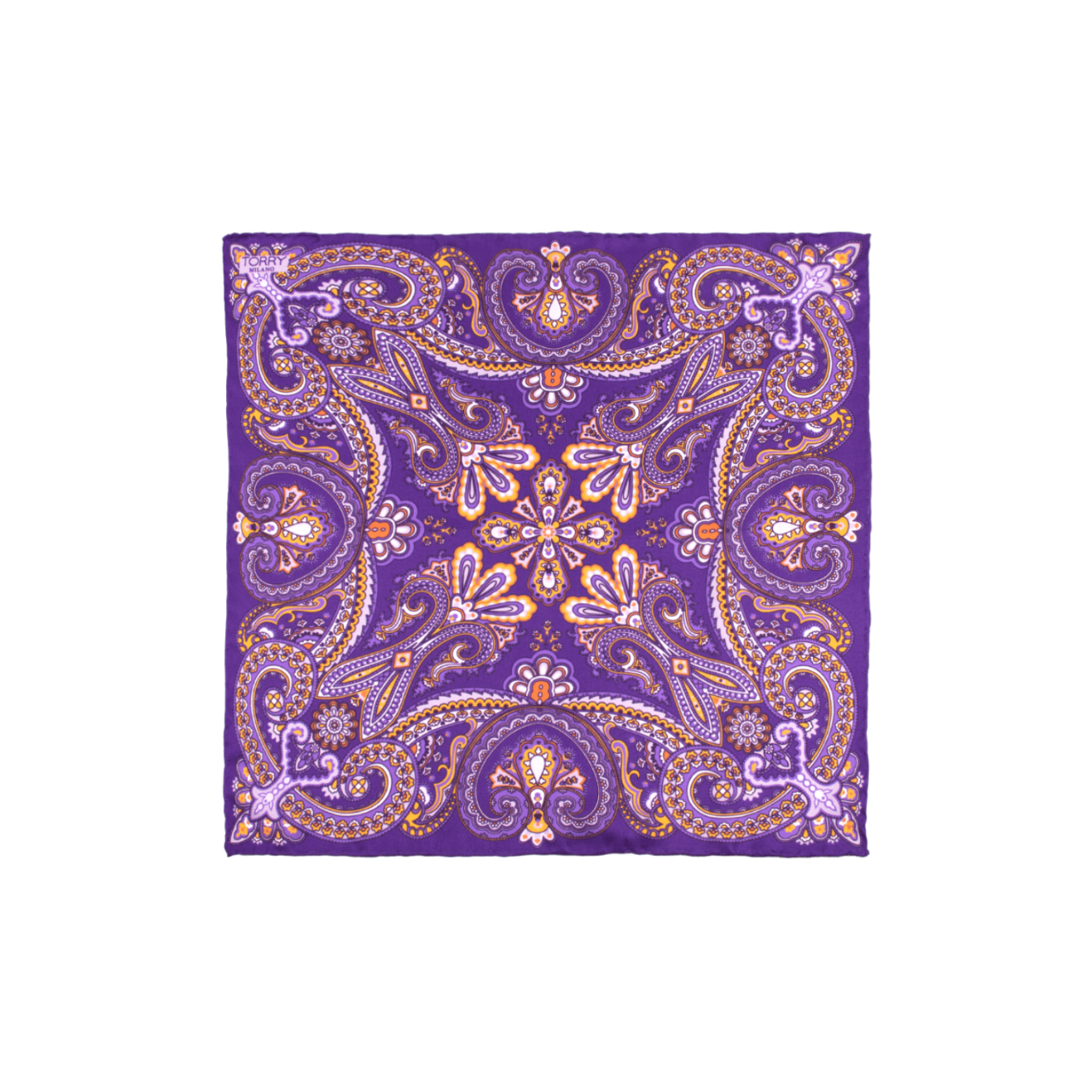 Purple Silk Paisley Pocket Square