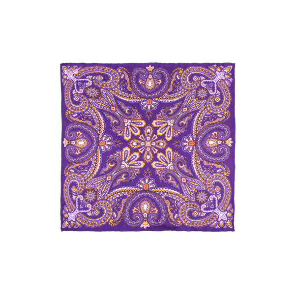 Purple Silk Paisley Pocket Square