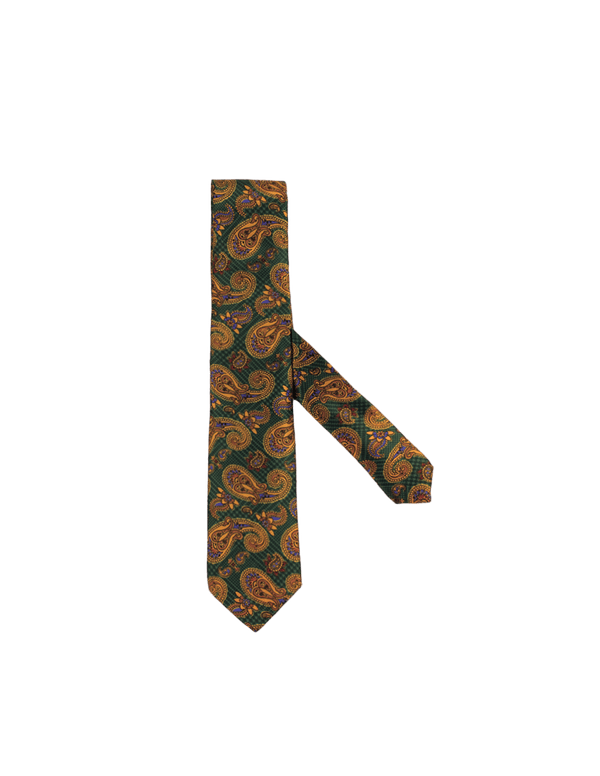 Dark Green Silk Paisley Handmade Tie
