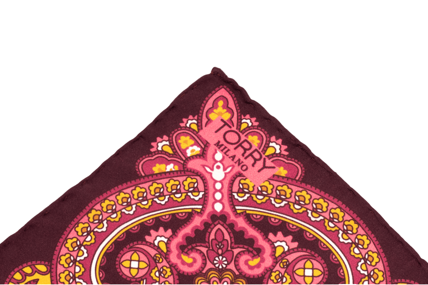 Batistă de buzunar din mătase vișinie cu imprimeu Paisley