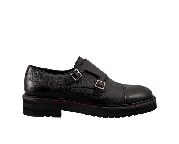 Black Capriolo Double Monk Shoes