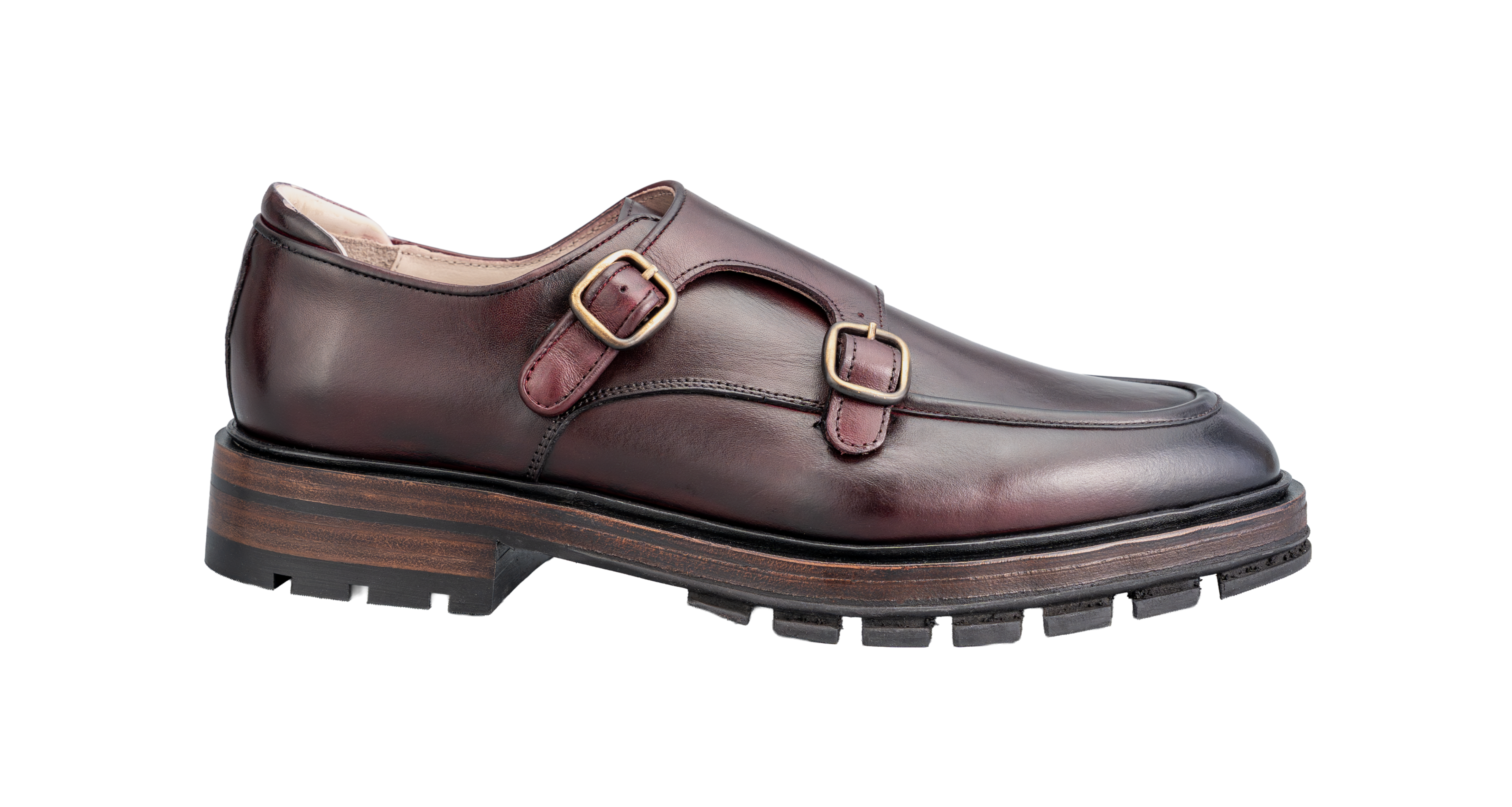 Burgundy Autunno Double Monk Shoes