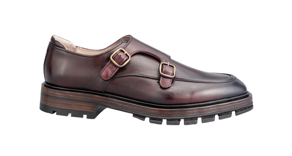 Burgundy Autunno Double Monk Shoes