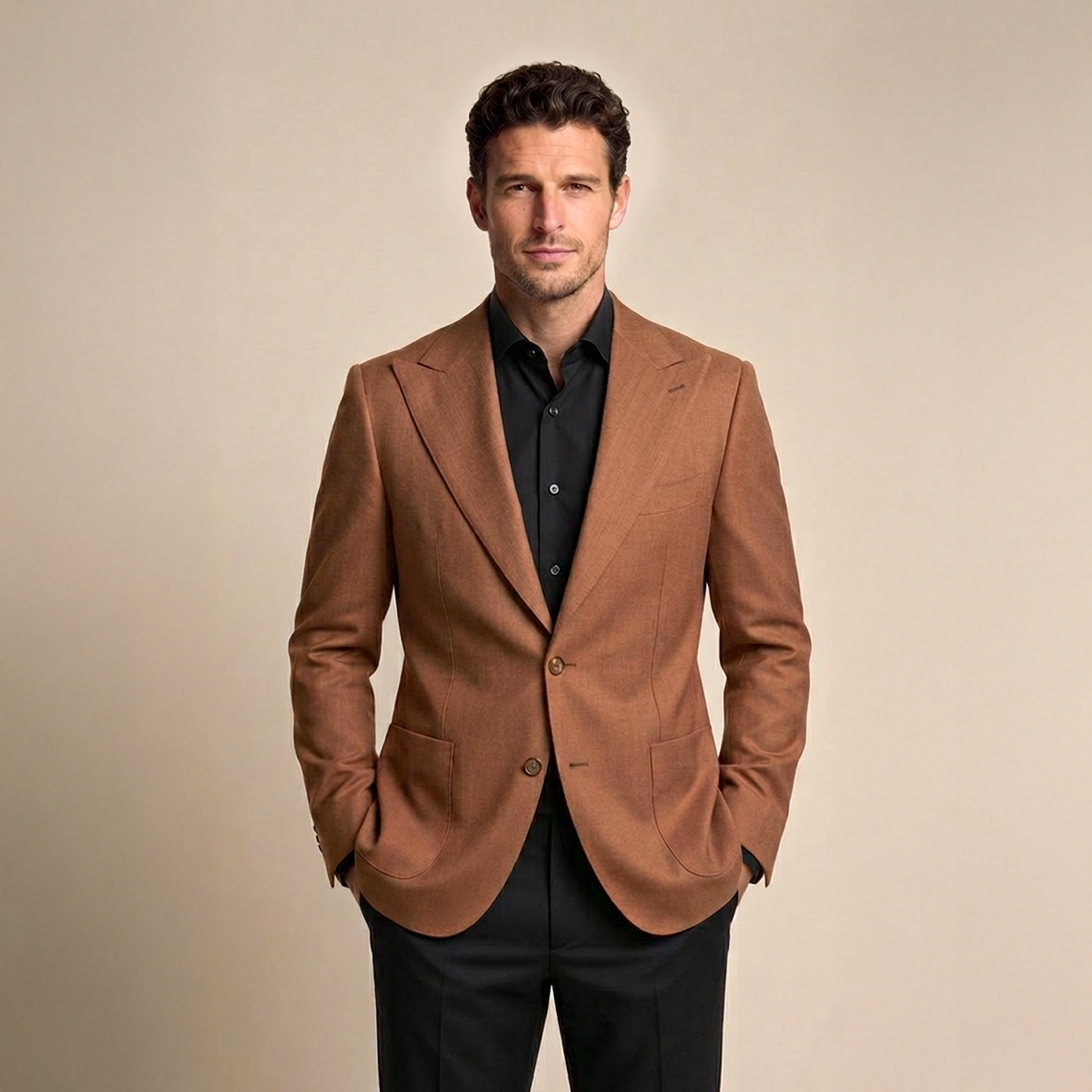 Brown Linen & Wool Blazer