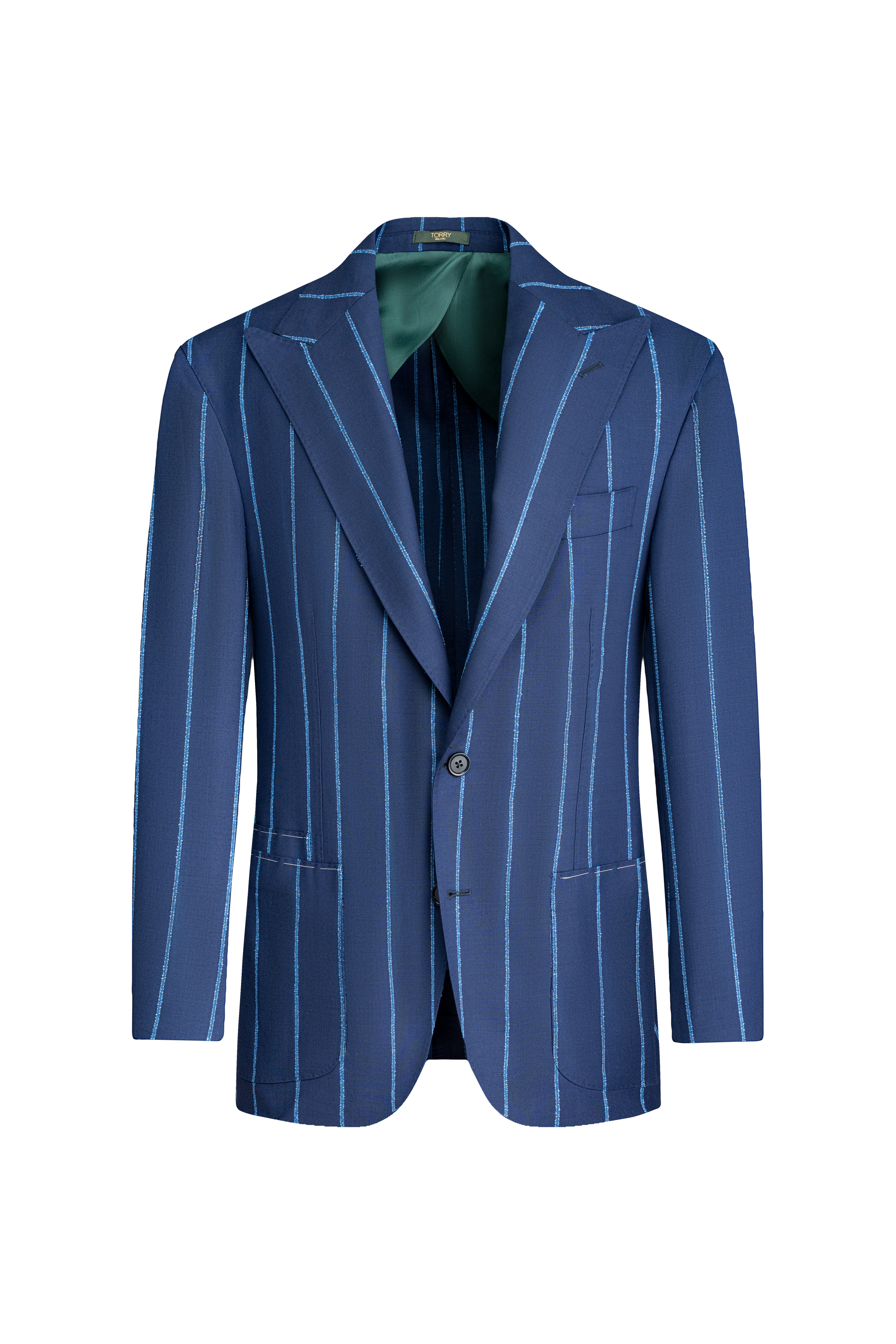 Navy Blue Striped Wool Jacket