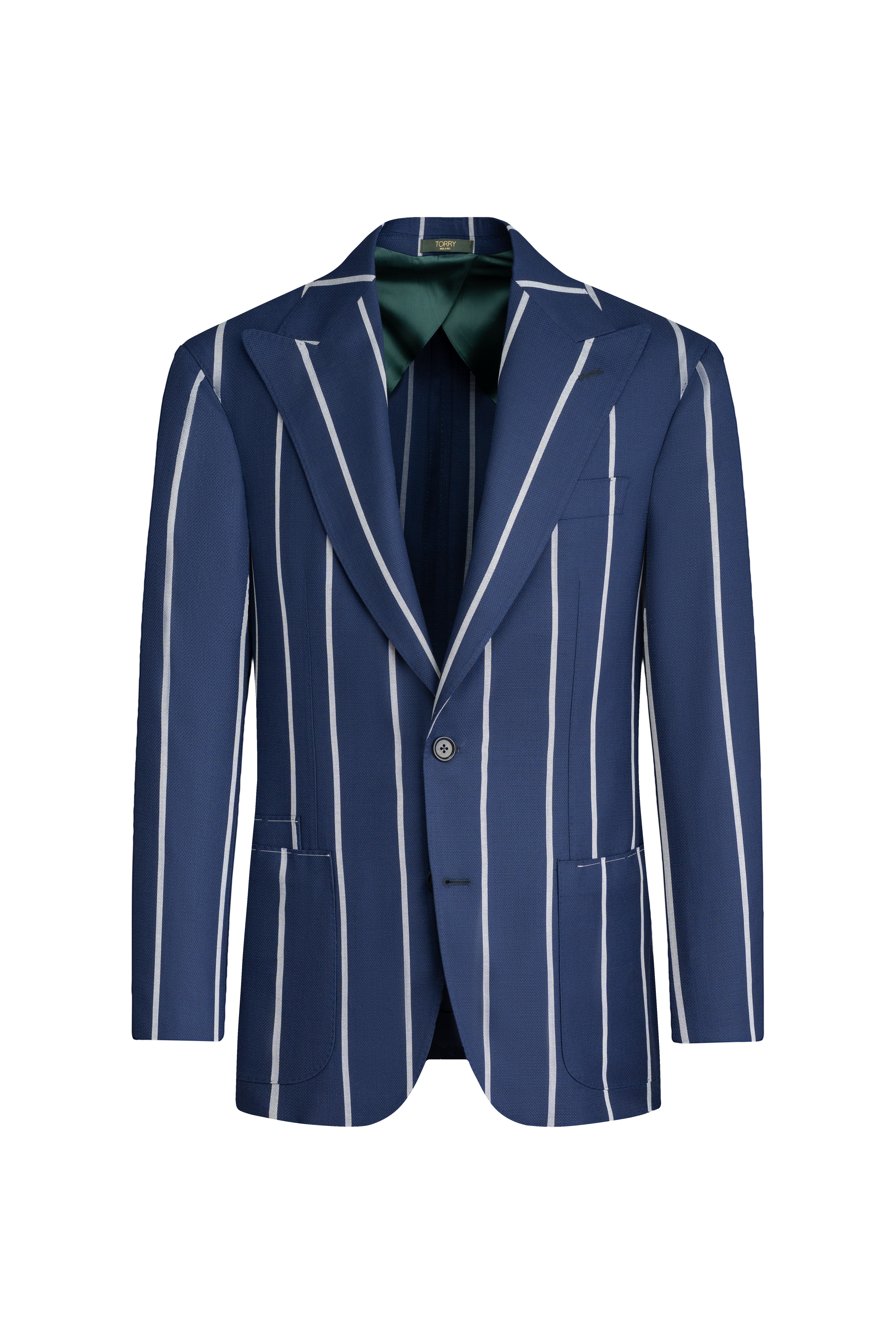 Navy Blue Textured Wool Jacket