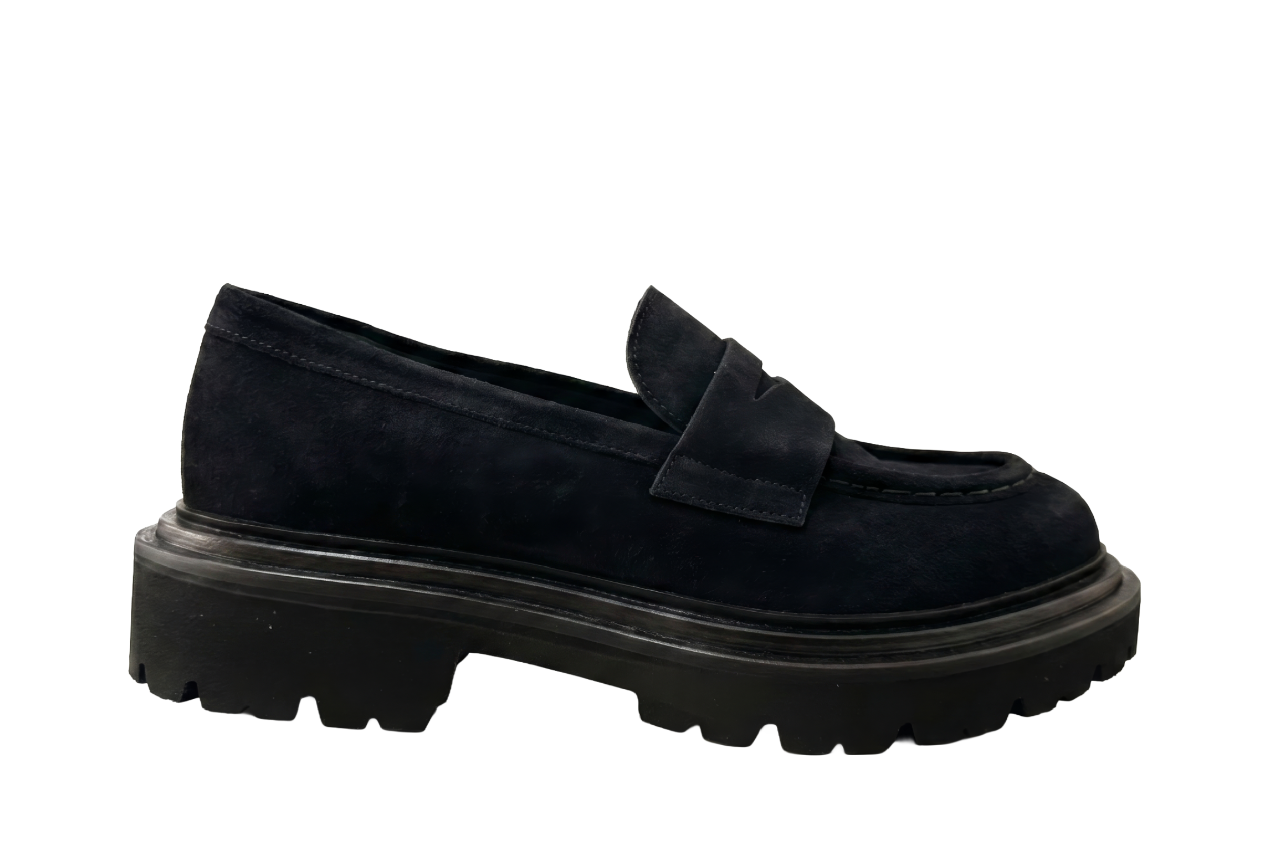 Navy Blue Suede Loafers