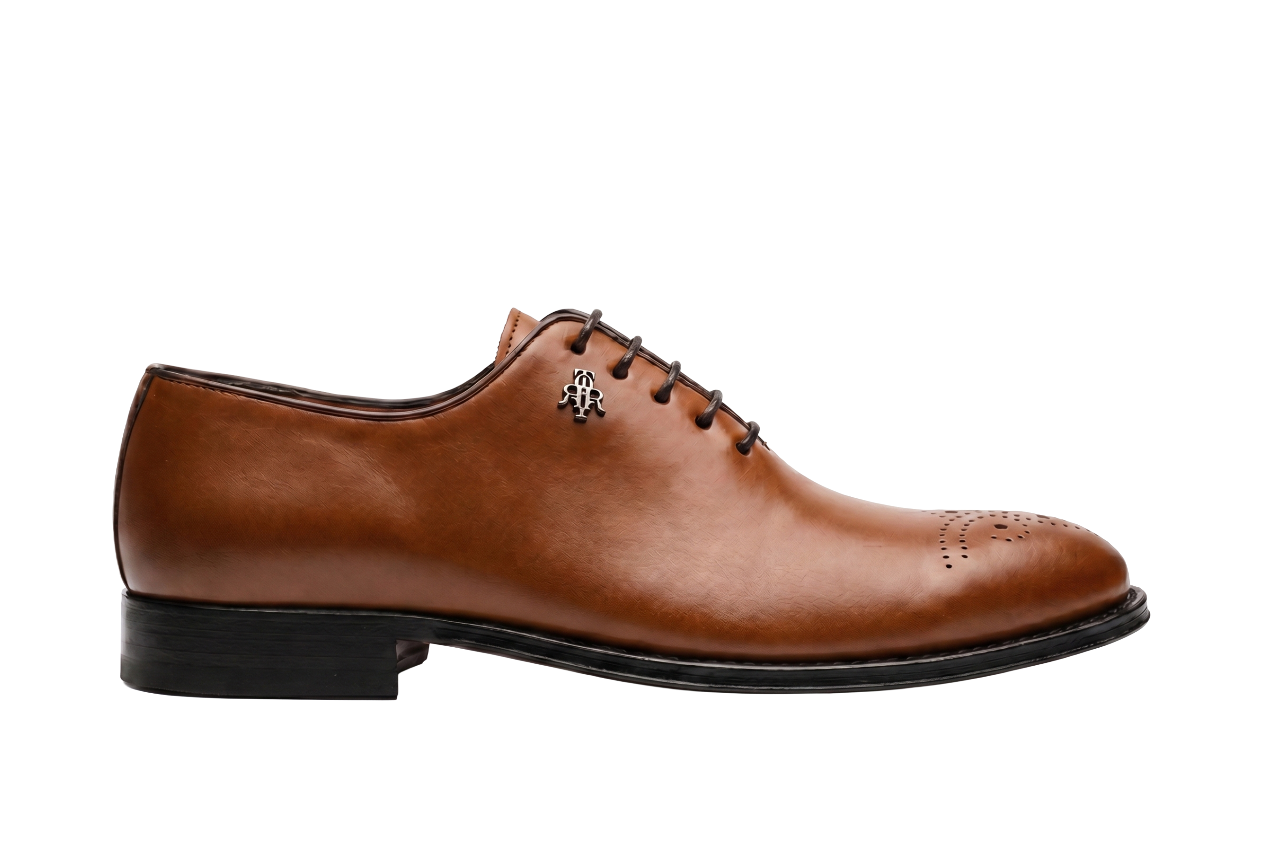 Tobacco Lace-up One-Cut Shoes