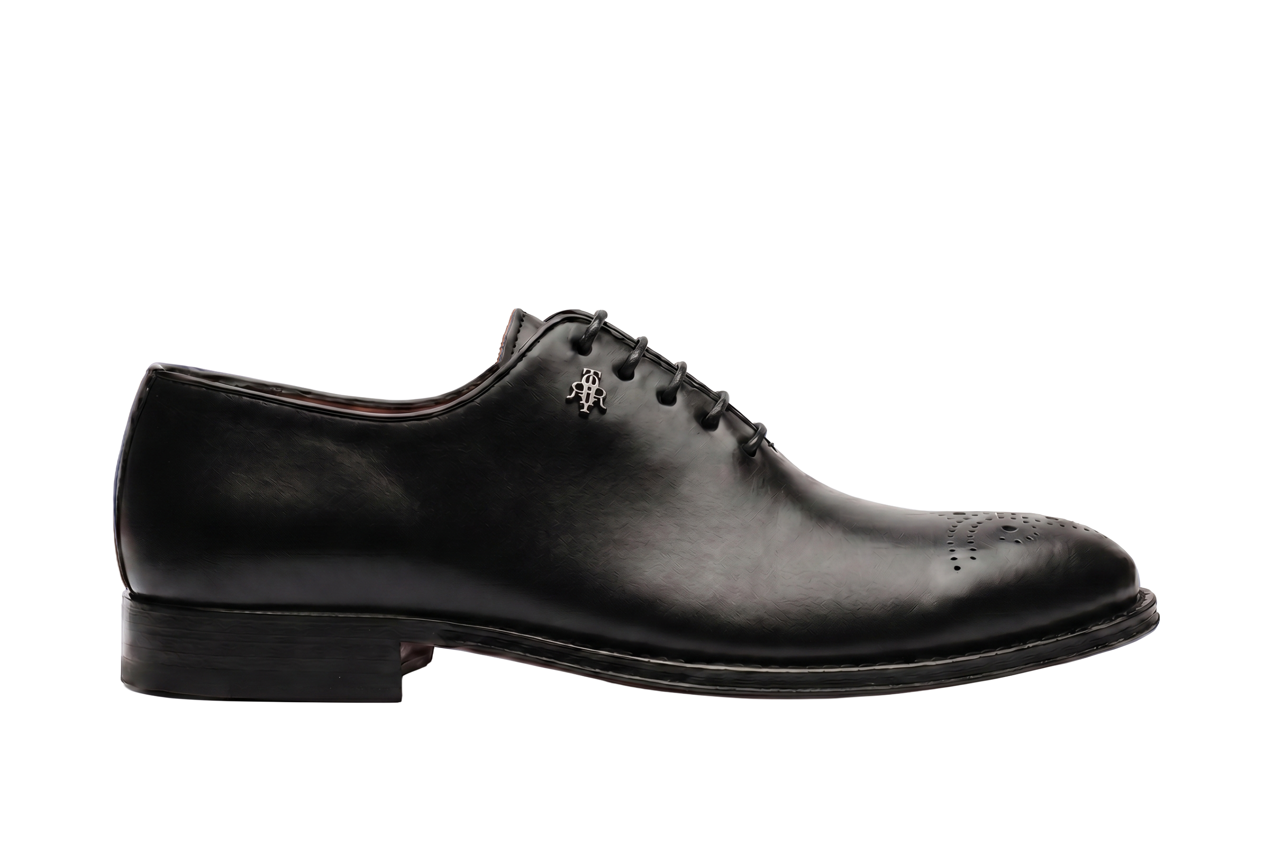 Black Lace-up One-Cut Shoes