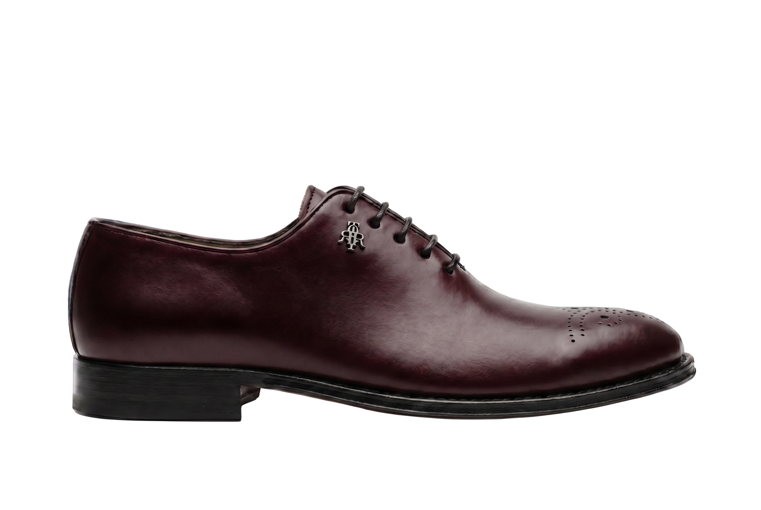 Burgundy Lace-up One-Cut Shoes