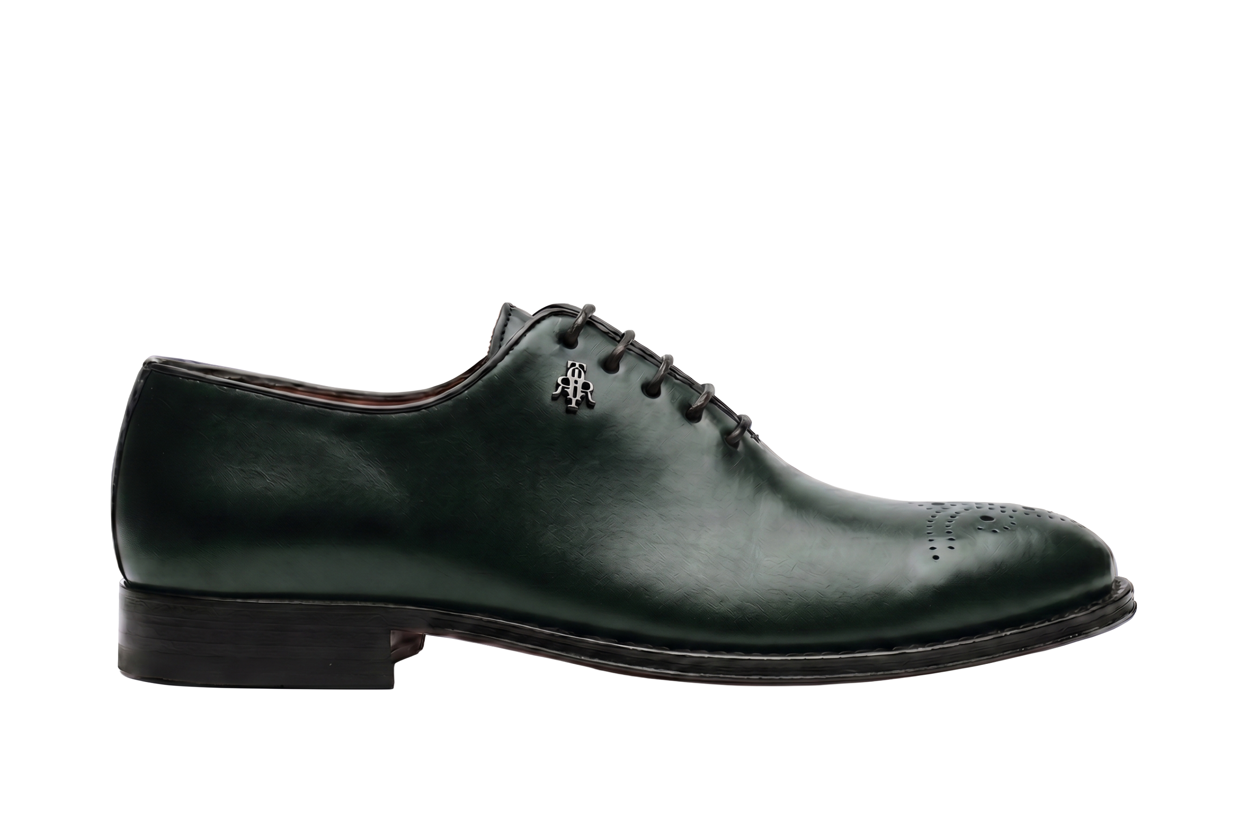 Green Lace-up One-Cut Shoes