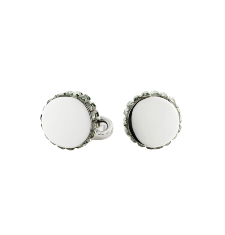 White Crystal Halo Cufflinks