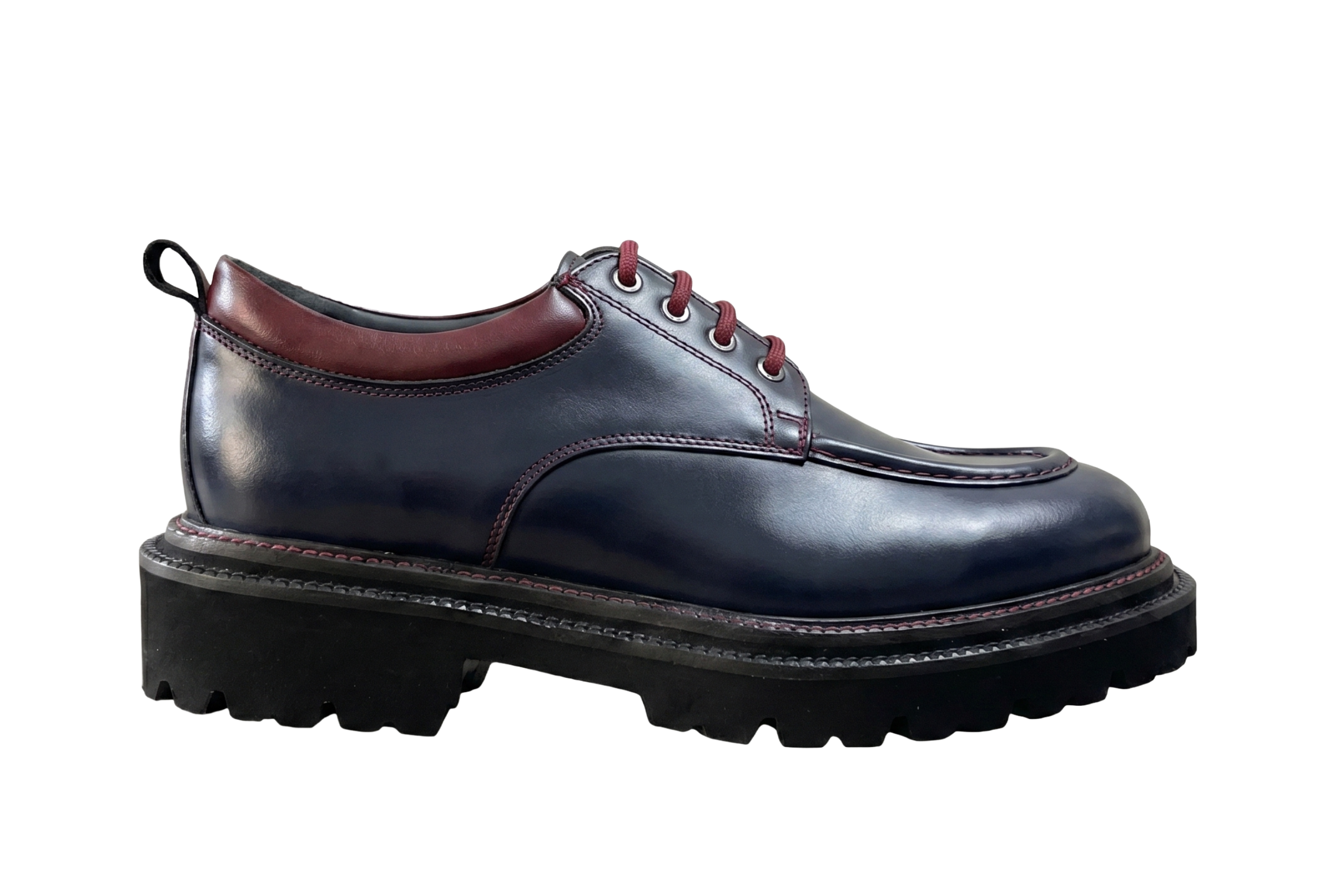 Navy Blue Calfskin Lace-up Shoes