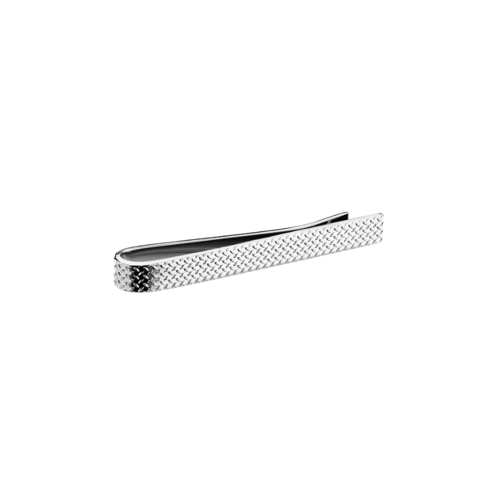 Silver Industrial Diamond-Plate Brass Tie Slide
