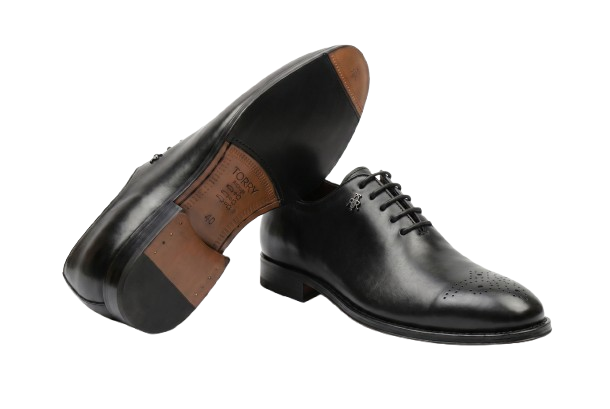 Black Lace-up One-Cut Shoes