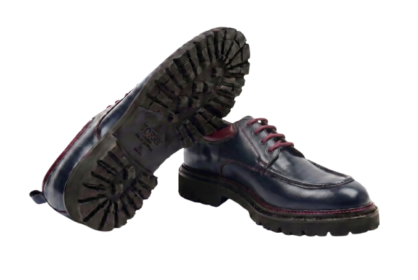 Navy Blue Calfskin Lace-up Shoes