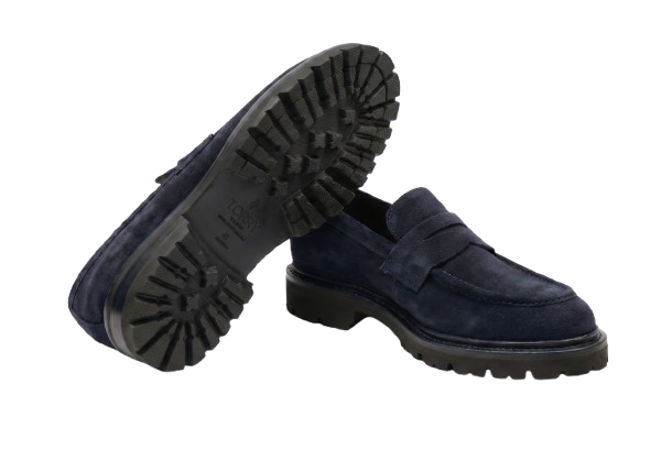 Navy Blue Suede Loafers