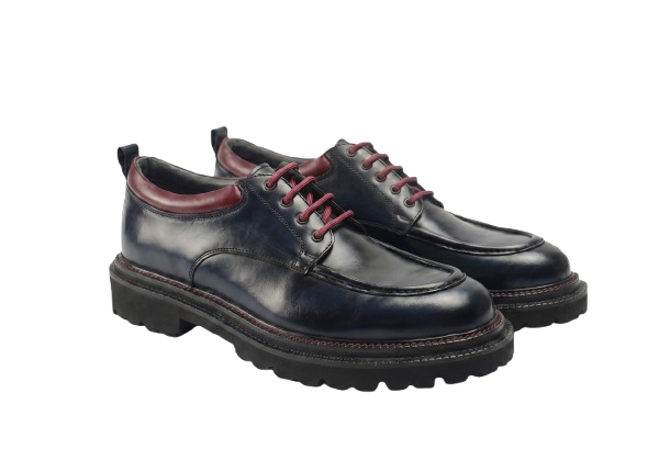 Navy Blue Calfskin Lace-up Shoes