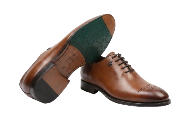 Tobacco Lace-up One-Cut Shoes