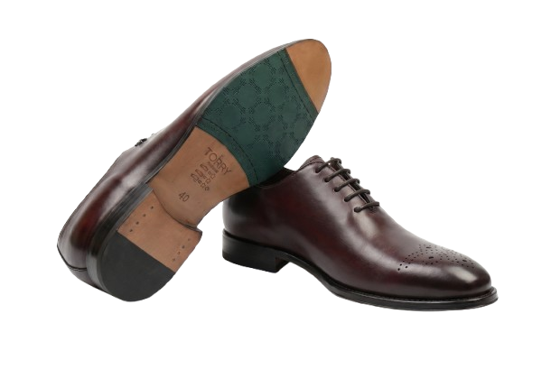 Burgundy Lace-up One-Cut Shoes