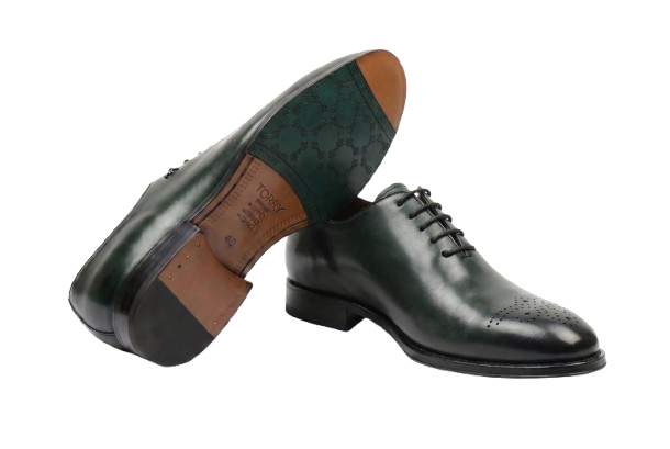 Green Lace-up One-Cut Shoes
