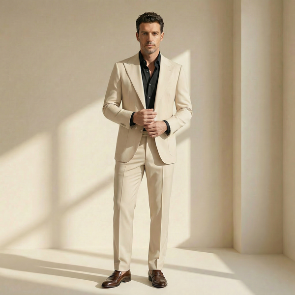 Beige Wool Suit