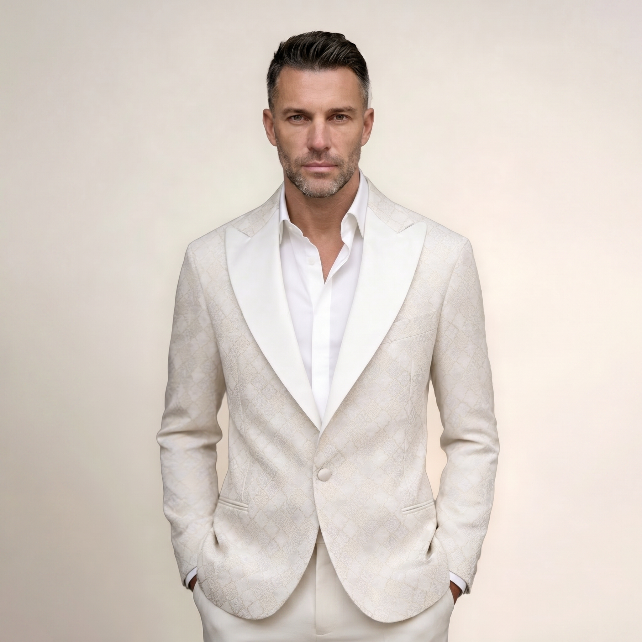 White Premium Jacquard Jacket