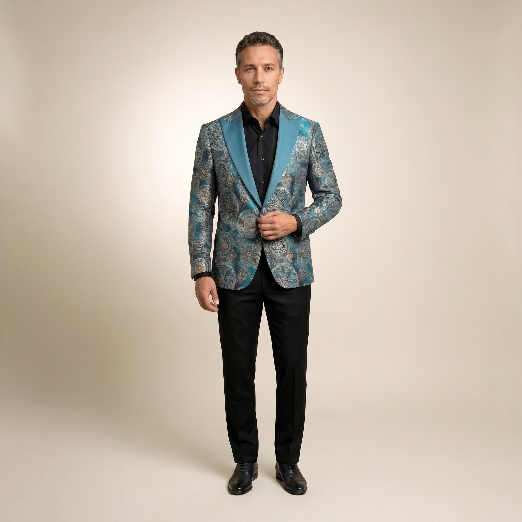 Turquoise Premium Jacquard Tuxedo