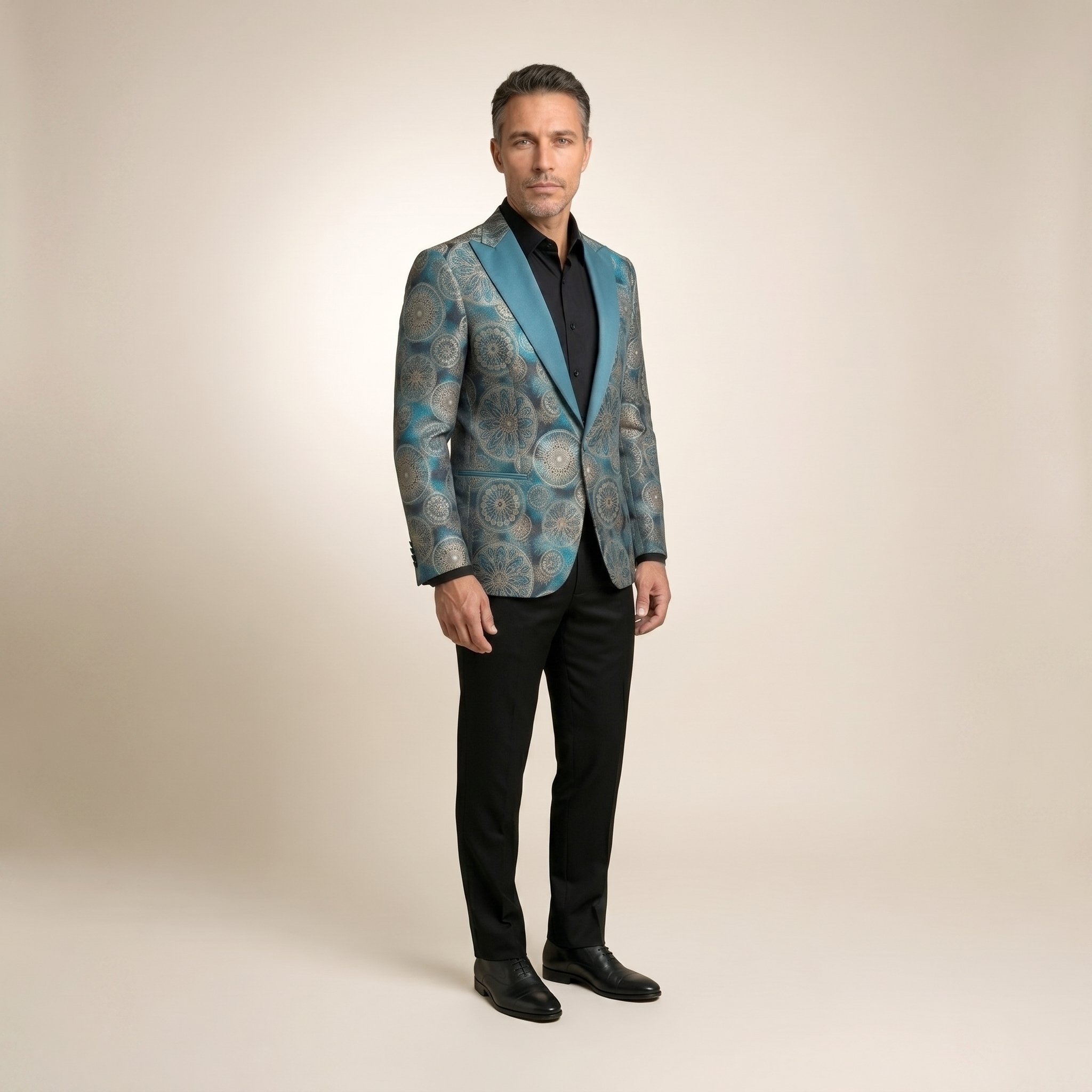 Turquoise Premium Jacquard Jacket