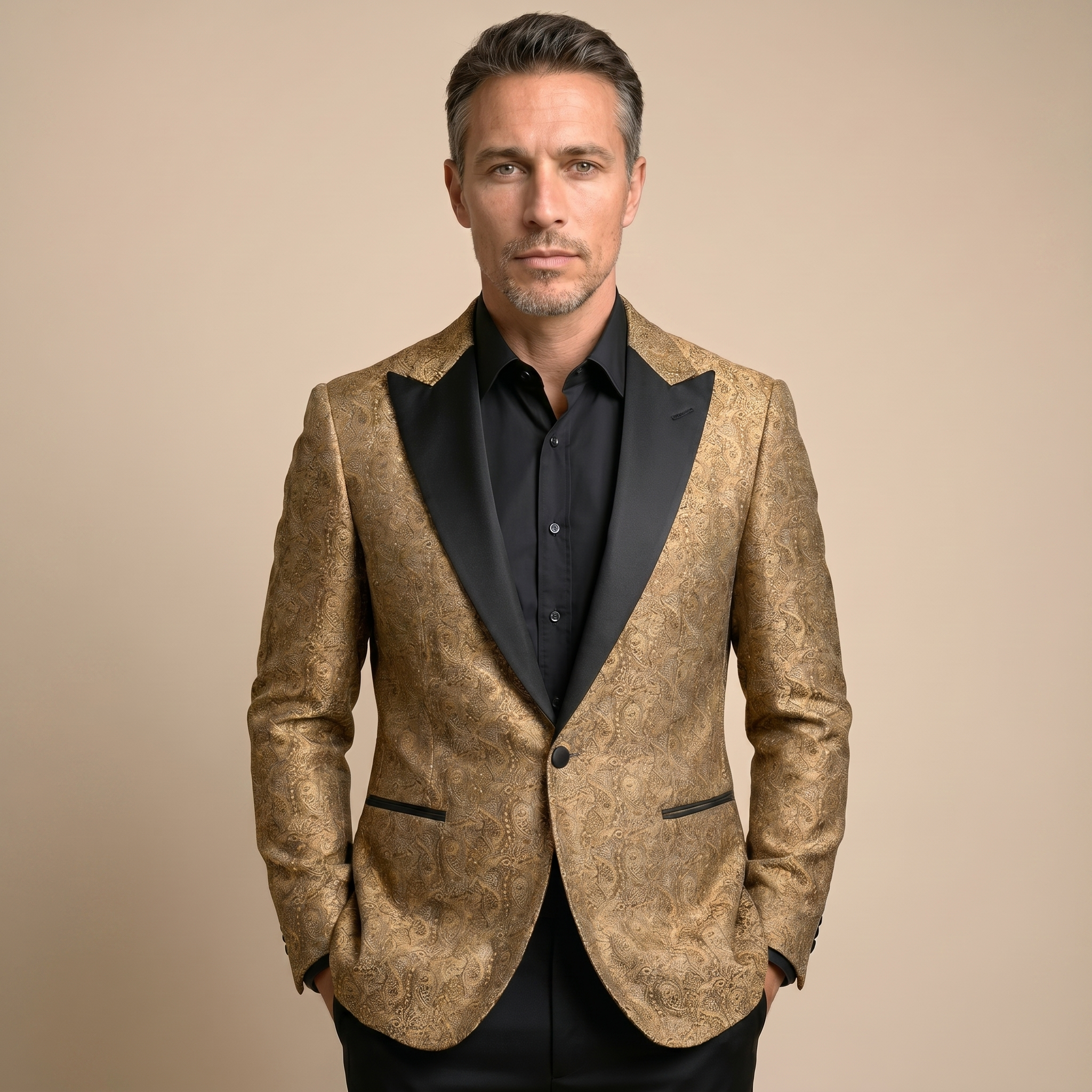Gold Premium Jacquard Tuxedo