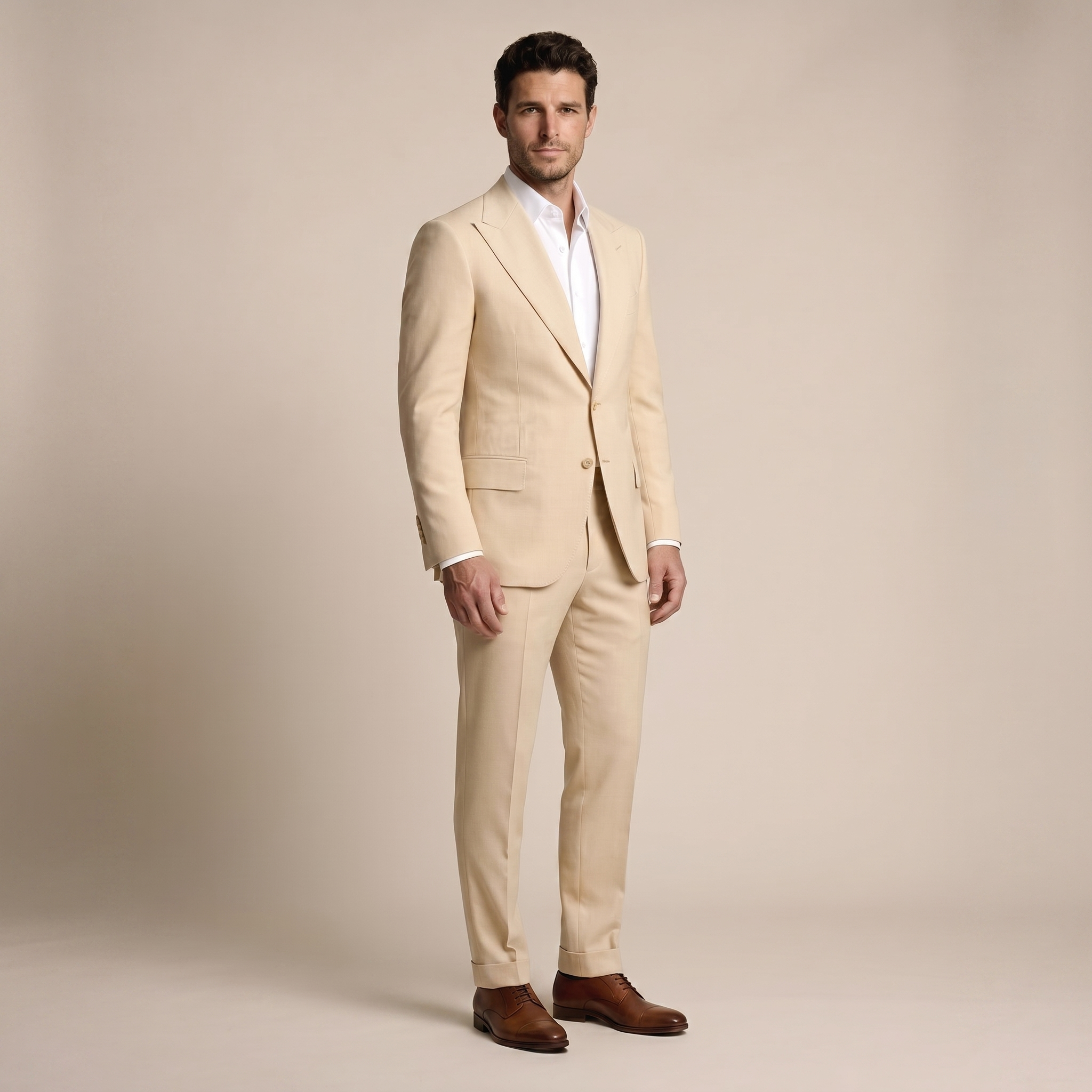 Dark Cream Wool Suit