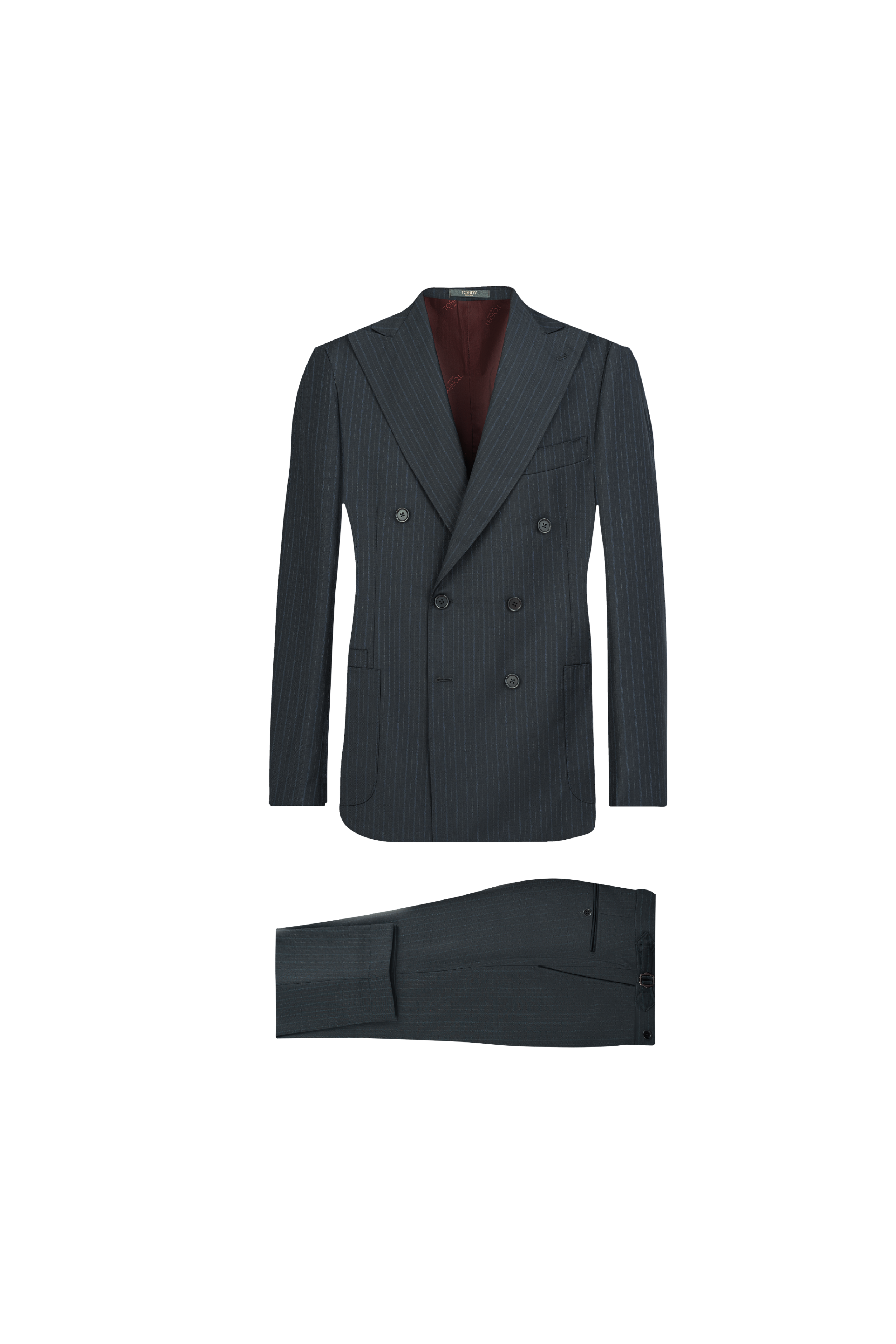 Navy Blue Striped Wool Suit